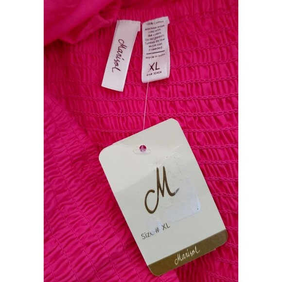 Marisol Crop Top Size XL Fusia Bright Pink Elastic Back Fitted - Picture 8 of 10